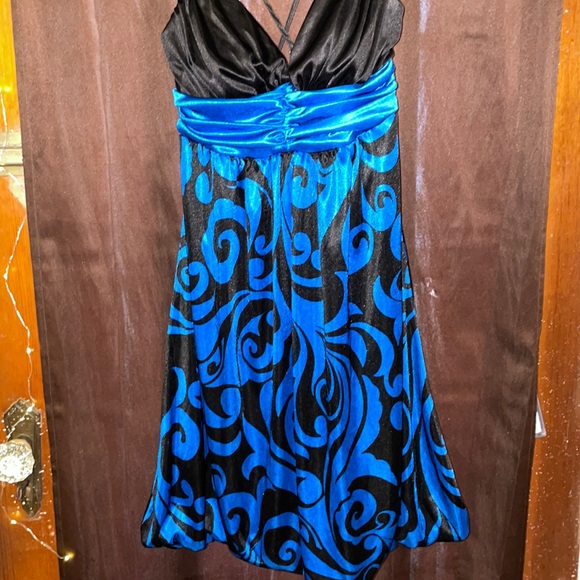 Blue & Black Mini Dress Size5/6 - Picture 1 of 5